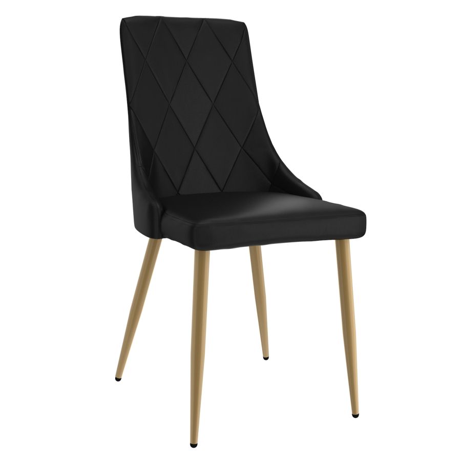 Antoine Side Chair, In Black and Aged Gold
