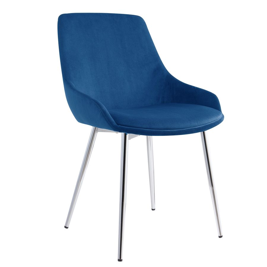 Cassidy Side Chair, In Blue and Chrome