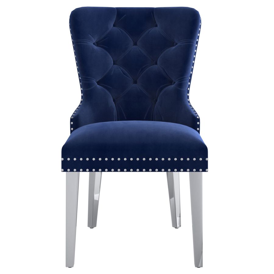 Hollis Side Chair, In Navy and Chrome