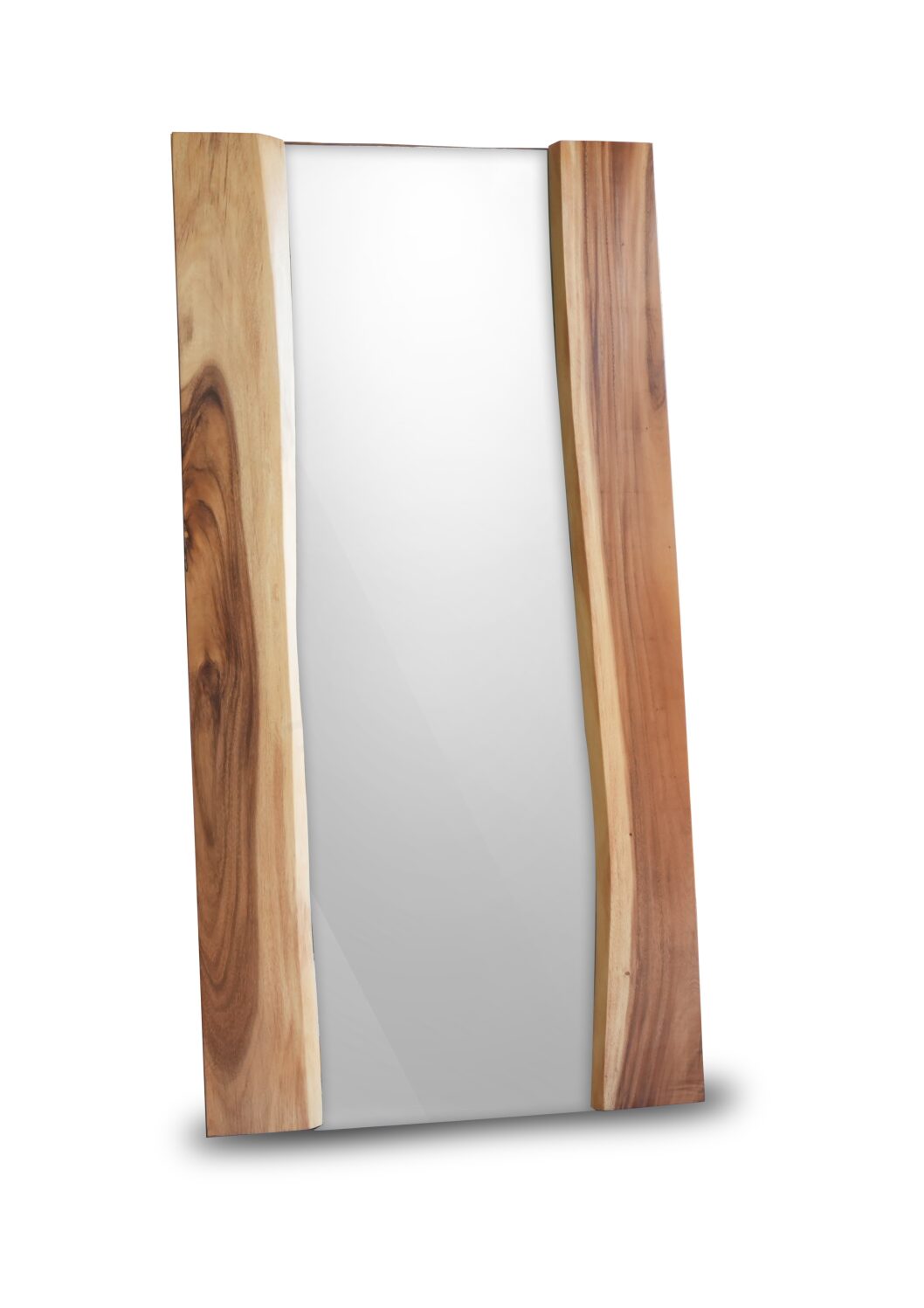 Live edge mirror in a bedroom setting