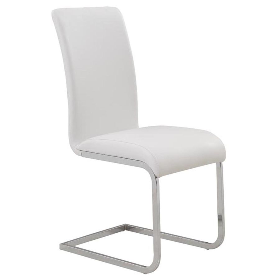 Maxim Side Chair, In White and Chrome