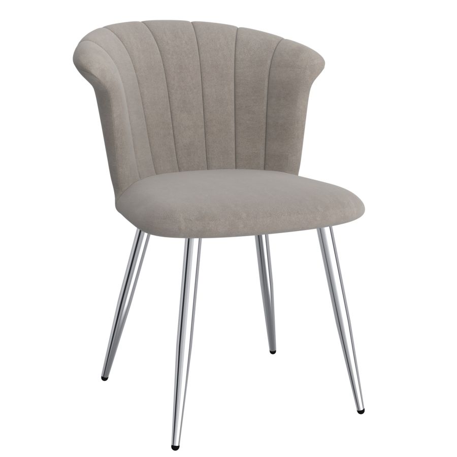 Orchid Side Chair, In Grey and Chrome